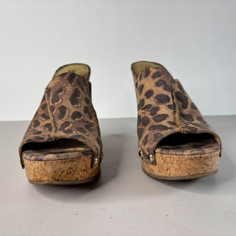 Michael Kors Belinda Leopard-Print Wedge Slide Sandals size 7 1/2 - Picture 2 of 4